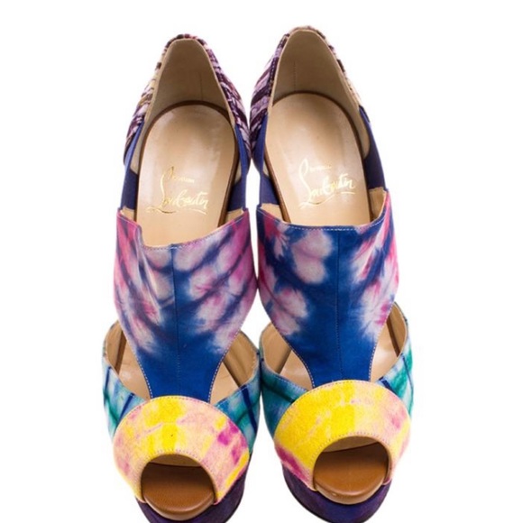 Christian Louboutin Pitou 150 Bazin Cutout Printed Red Sole Bootie Women 37.5 - Picture 12 of 14